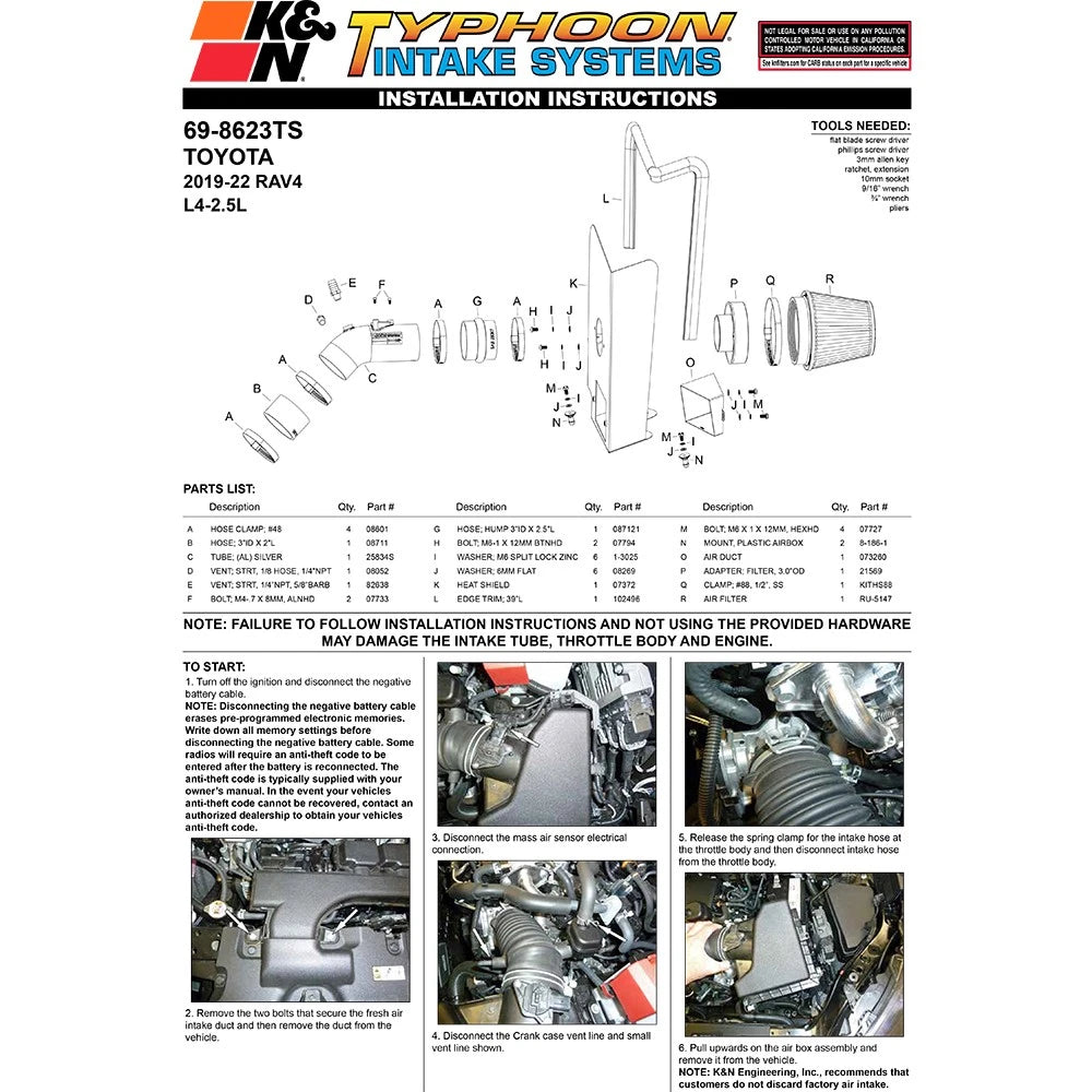 K&N 19 Toyota RAV4 Typhoon Air Intake | Toyota RAV4 (19+) (69-8623TS)
