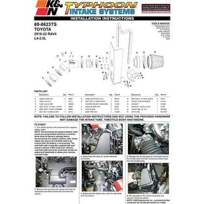 K&N 19 Toyota RAV4 Typhoon Air Intake | Toyota RAV4 (19+) (69-8623TS)