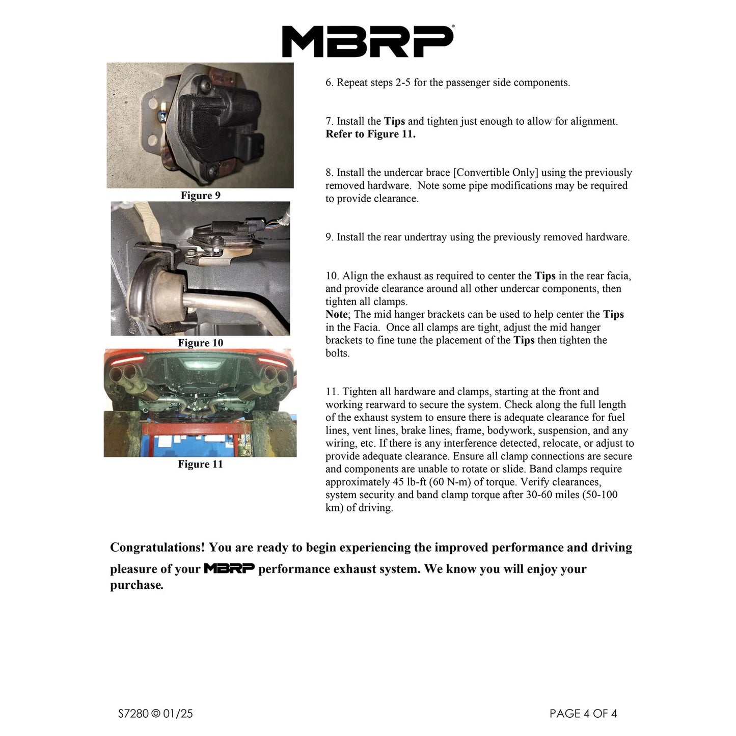 MBRP 3in Cat-Back Dual Split Rear Exhaust | Ford Mustang GT 5.0L (24+) Quad Black Tips (S7280BLK)