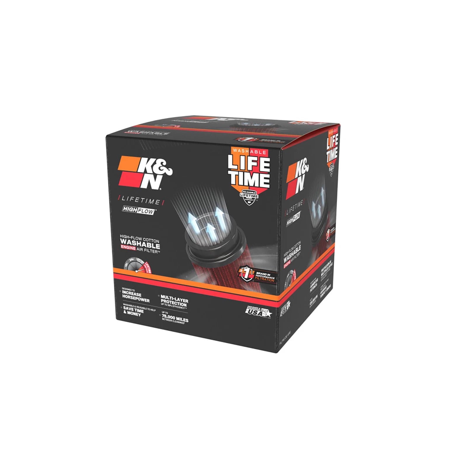 K&N RU-5061 Universal Round Tapered Performance Washable Air Filter for Intake