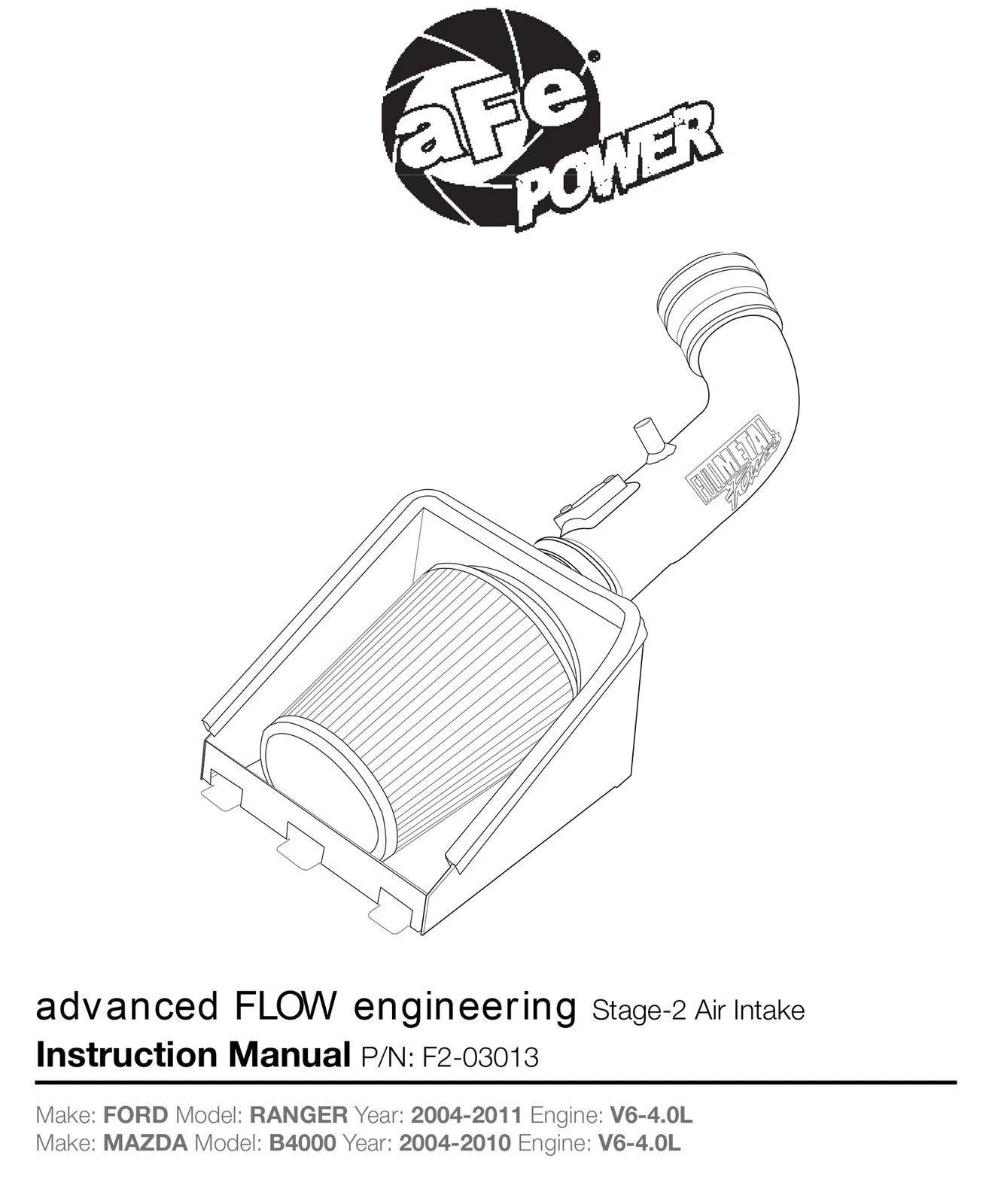 aFe Full Metal Power Stage-2 Cold Air Intake | Ford Ranger V6 4.0L (04-11) (F2-03013)