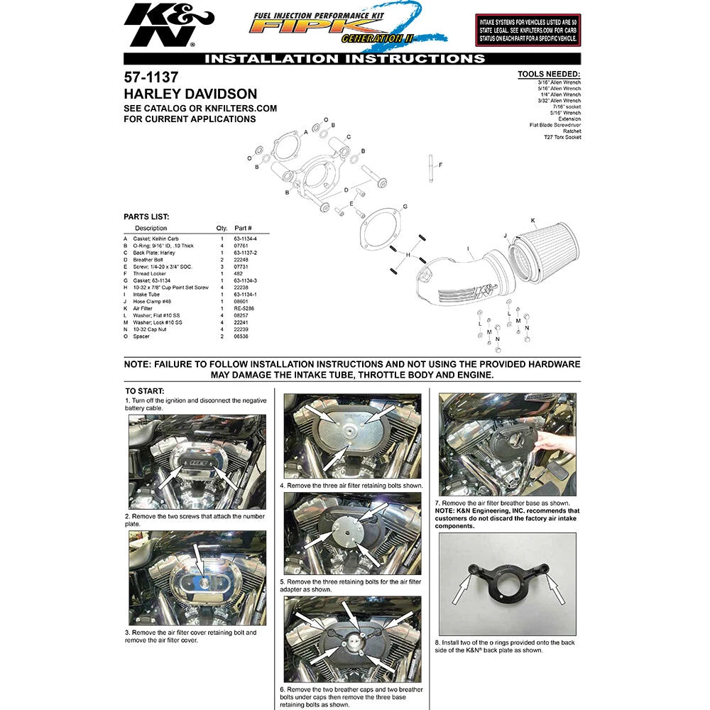K&N Performance Air Intake System | Harley-Davidson Softail / Dyna (57-1137)