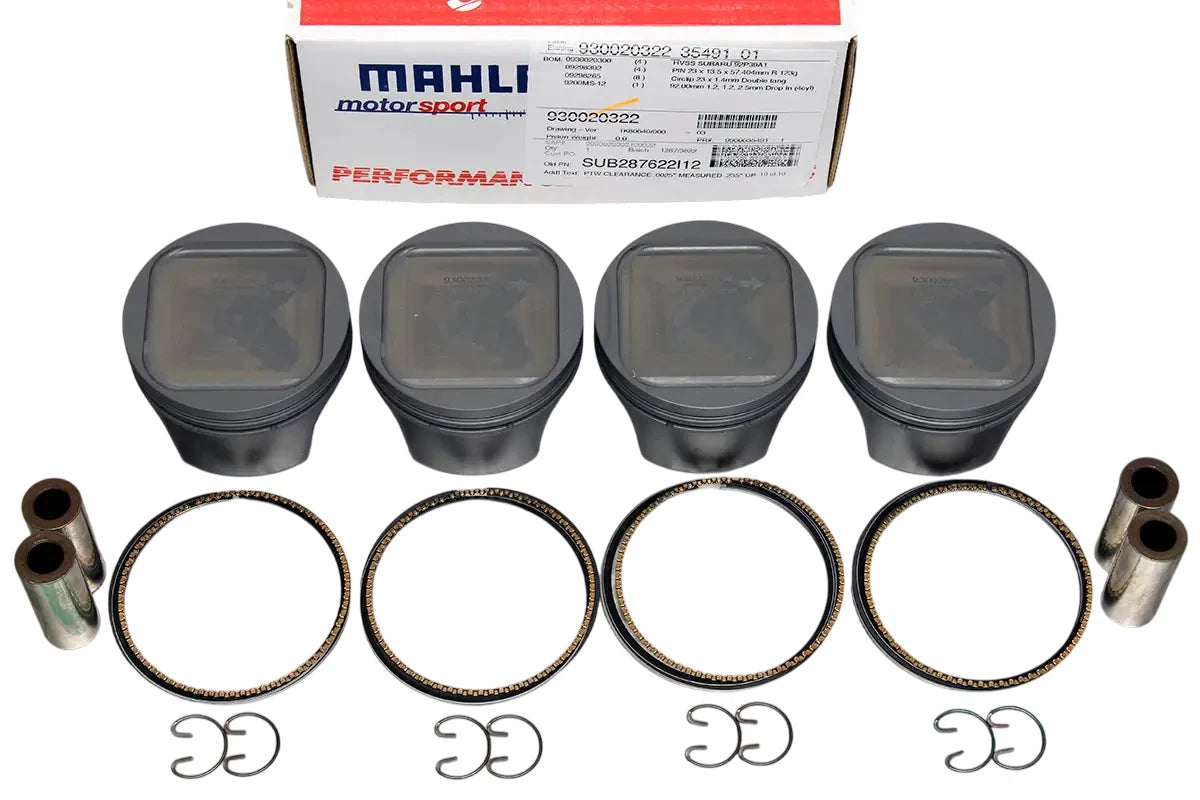Mahle MS Piston Set Subaru EJ20/207 92mm Bore 75mm Stroke 130.4mm Rod 23mm Pin -12cc 8.5 CR Set of 4
