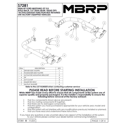 MBRP T304 SS 2.5in Axle-Back Dual Exhaust | Ford Mustang Mach-E/S650 (S72813CF)