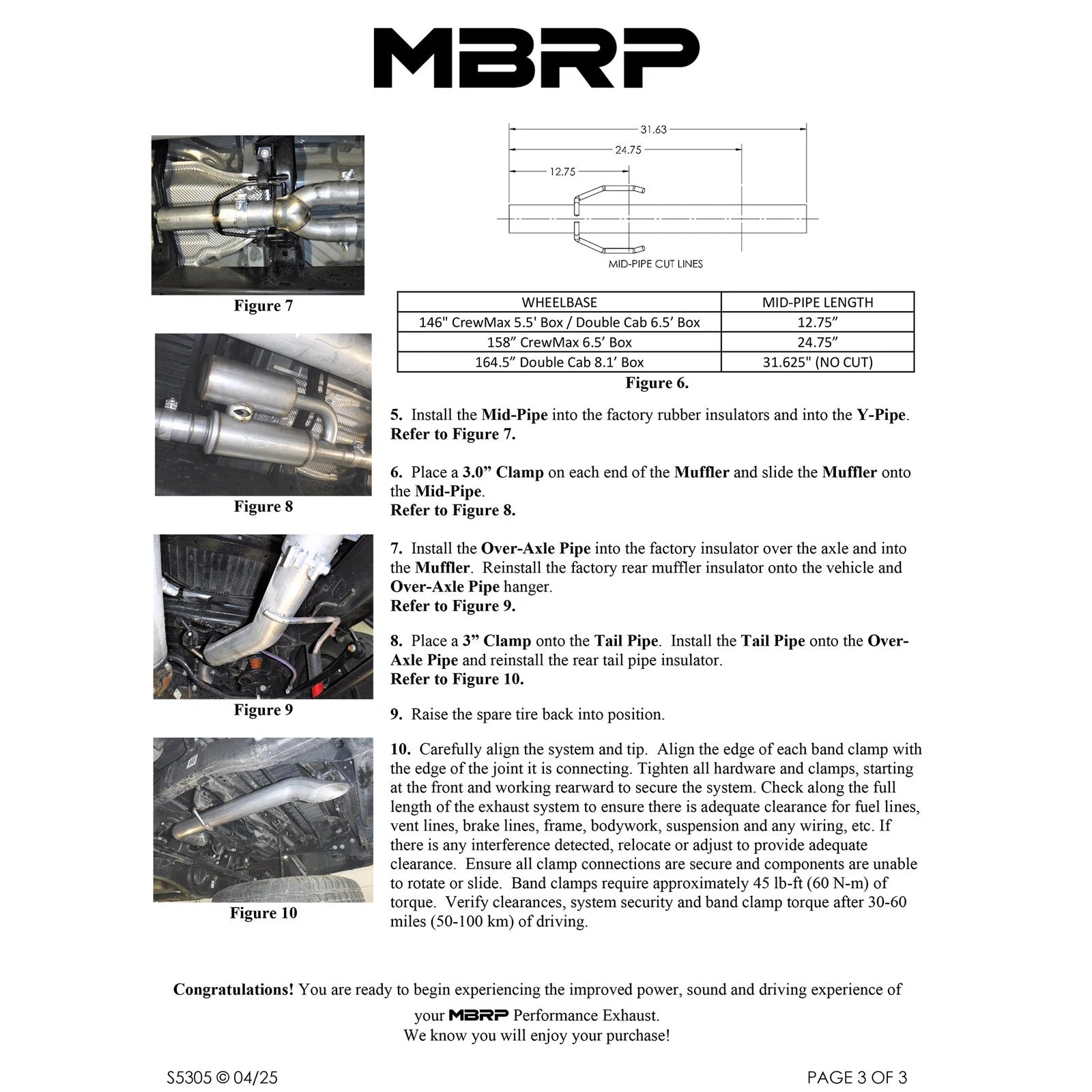 MPRP 22-25 Toyota Tundra 3.4L 3in Cat Back Single Rear Turn Down | Toyota Tundra (22-25) (S5305304)