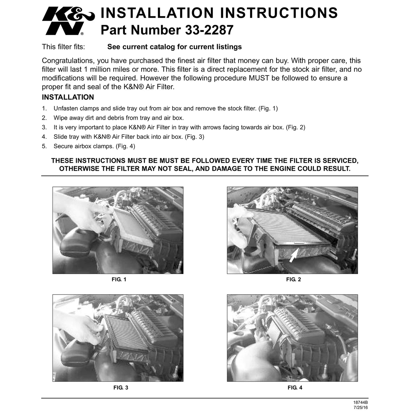 K&N 33-2287 Performance Air Filter for 04-08 Ford F150 / 05-07 F250 F350 5.4L V8