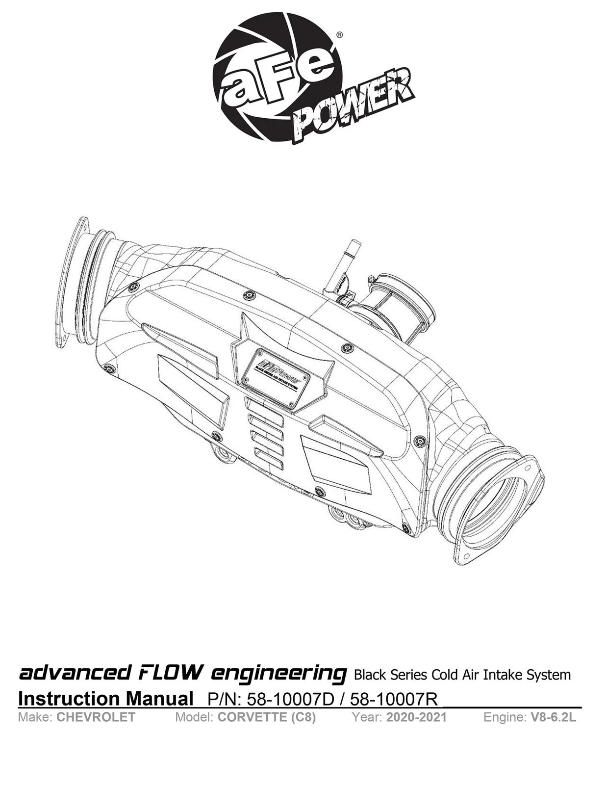 aFe Black Series Carbon Fiber Pro 5R Intake | Chevrolet Corvette C8 V8 6.2L (20) (58-10007R)