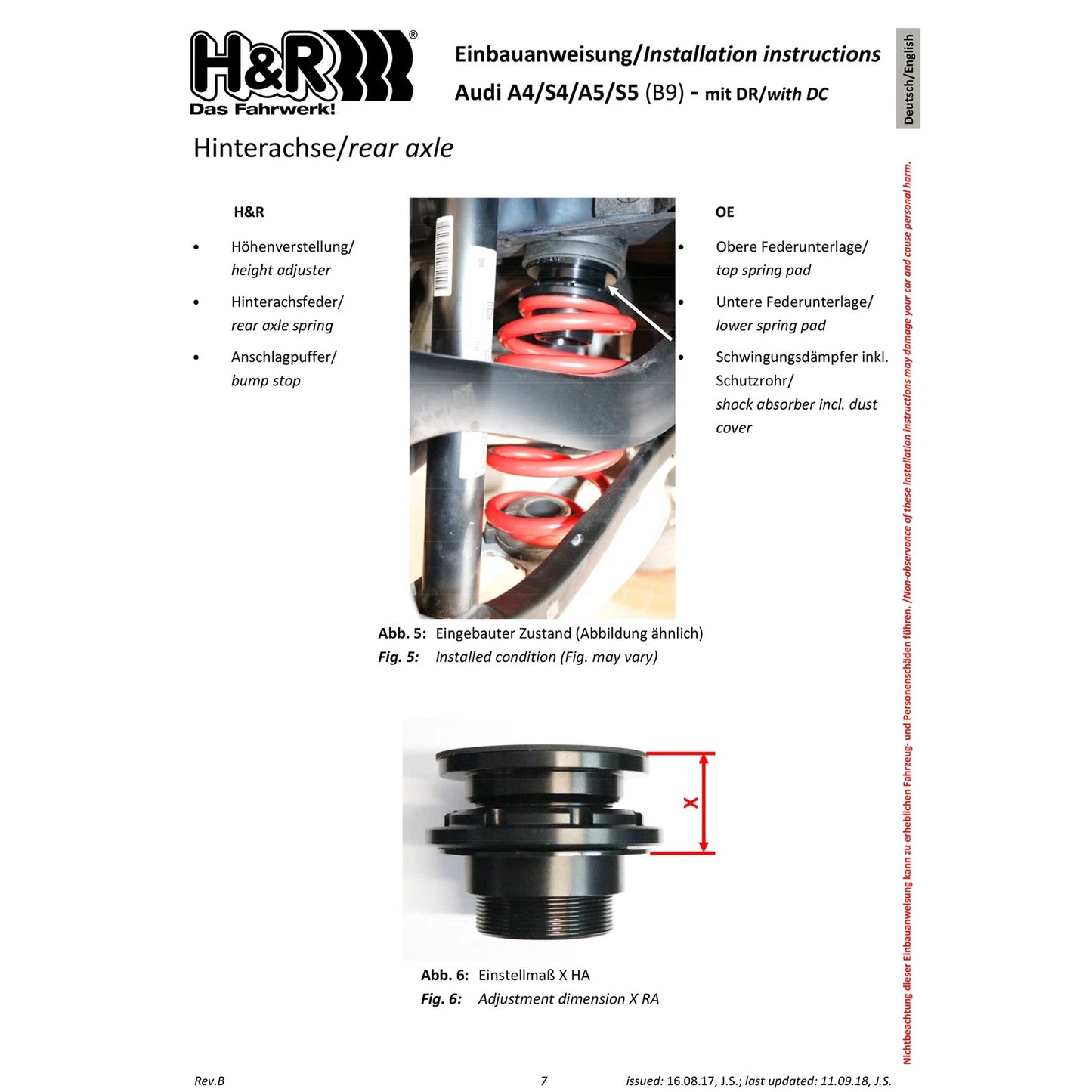 H&R VTF Adj Lowering Springs | Audi A4/A5 (17+) B9 (23007-1)