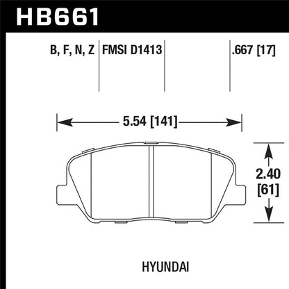 Hawk HPS Front Brake Pads | 2009-2015 Hyundai Genesis Coupe 2.0T (HB661F.667)
