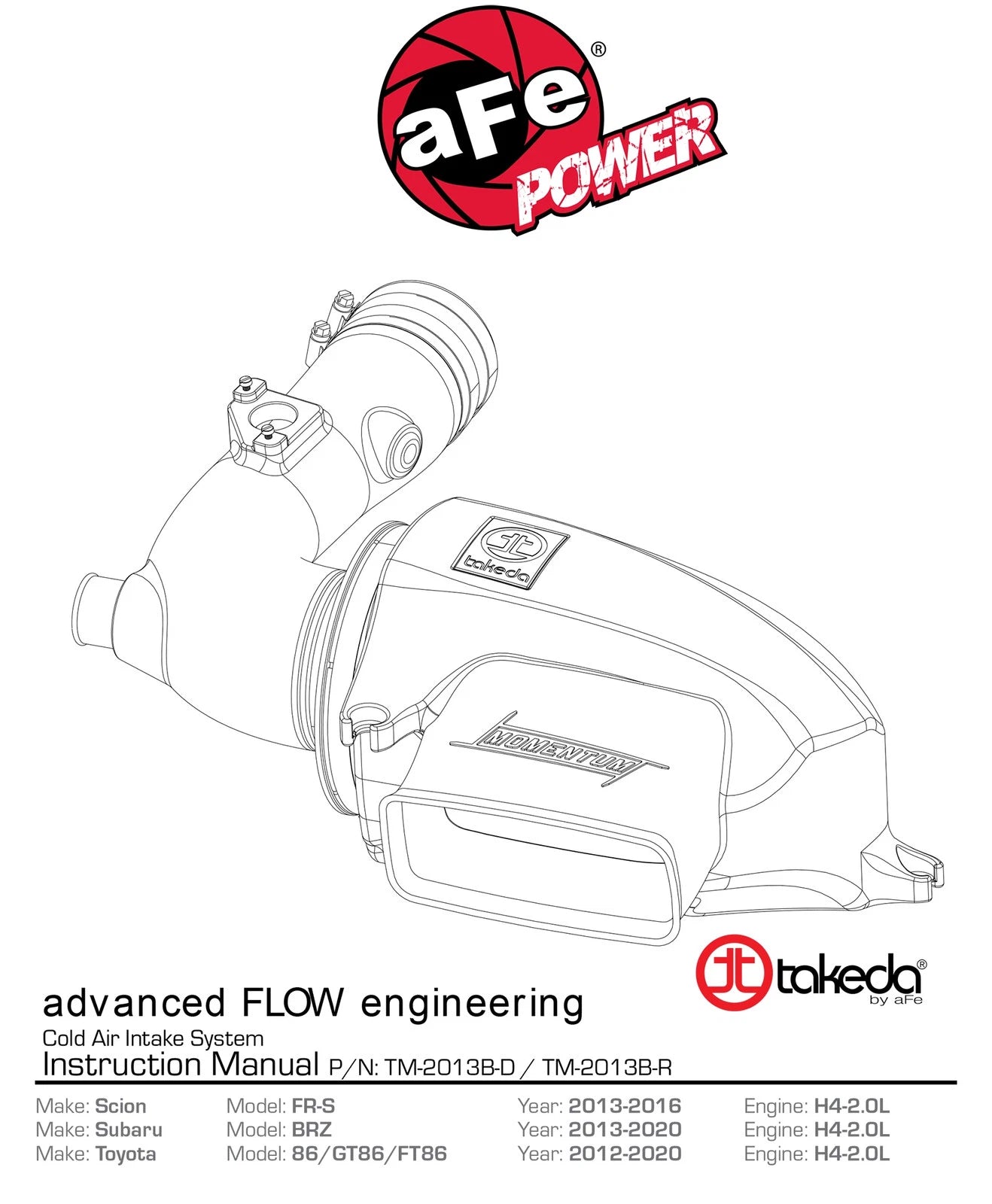 aFe Takeda Momentum Sealed CAI | Scion FR-S (13) (TM-2013B-D)