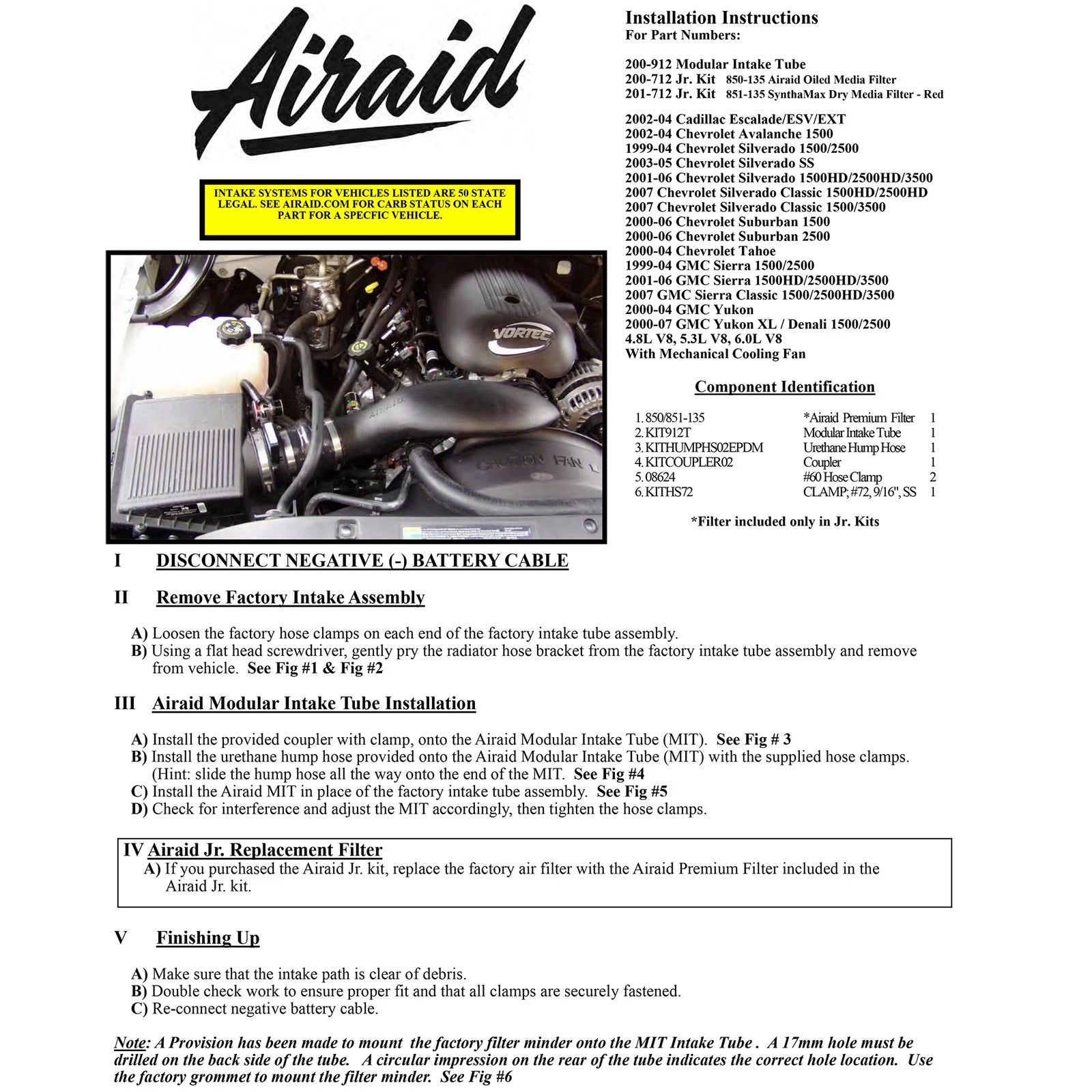 Airaid Jr Intake Kit | Chevrolet / GMC / Cadillac 4.8/5.3/6.0L (99-04) (201-712)