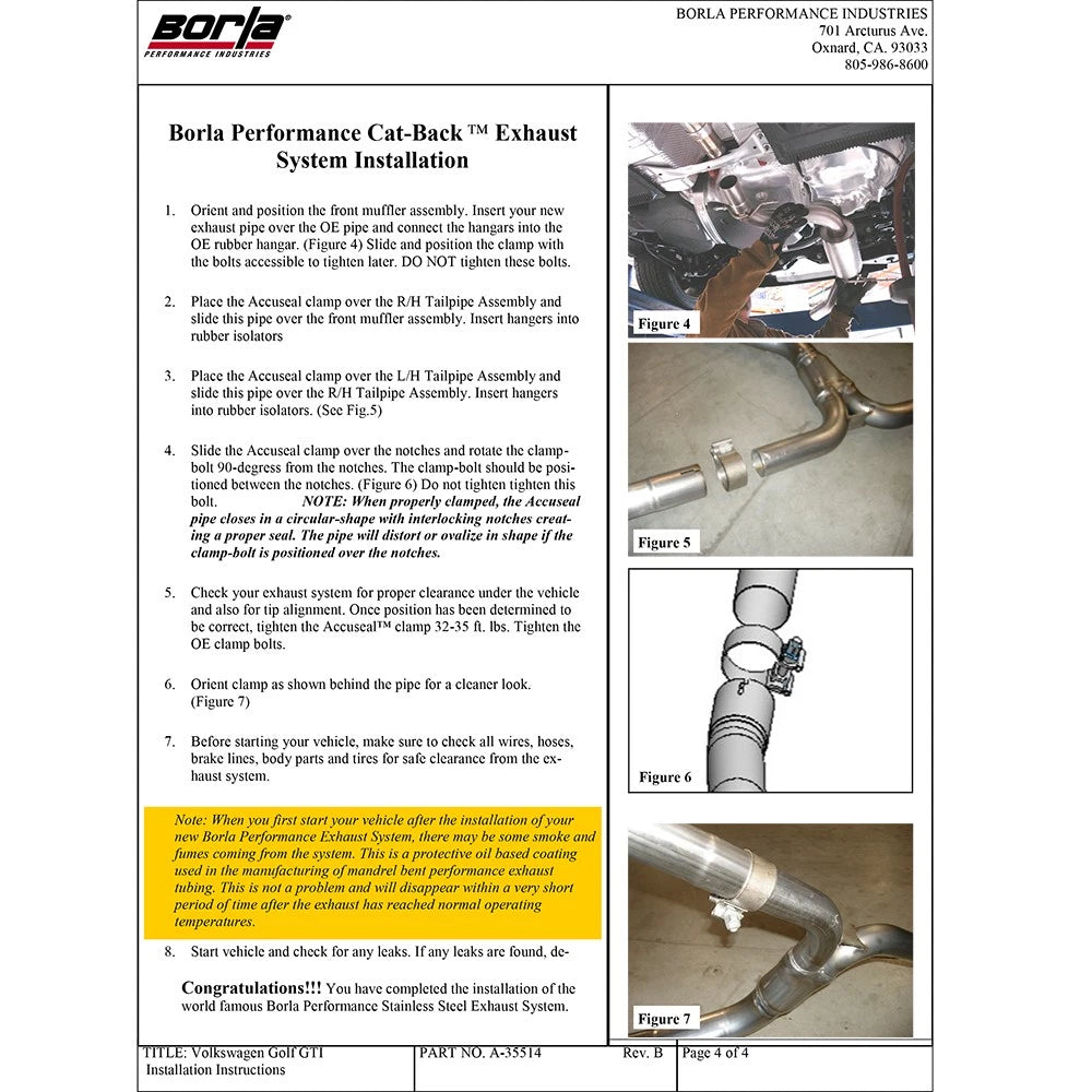 Borla Catback Exhaust | 2010-2014 VW Golf GTI MK6 (140347)
