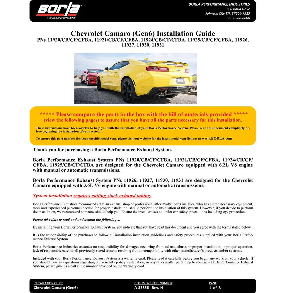 Borla Axle-Back Exhaust System - ATAK | Multiple Fitments (11925)
