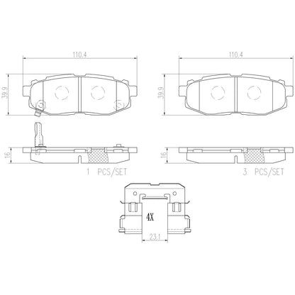 Brembo OEM Eq Rear Brake Pads | Toyota 86/Scion FR-S/Subaru BRZ (13-20) (P78018N)