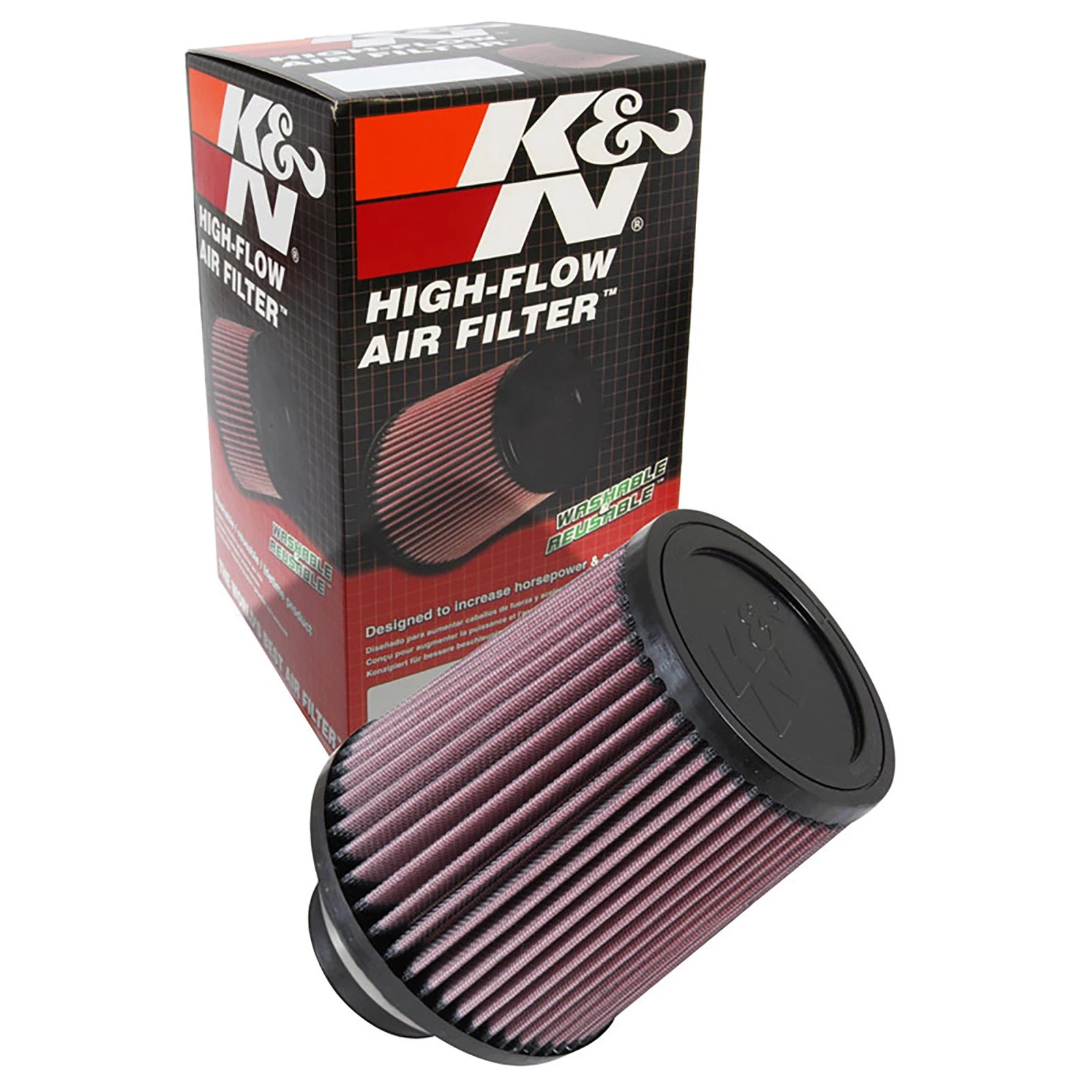 K&N RU-4870 Universal Round Tapered Performance Washable Air Filter for Intake