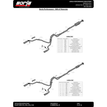 Borla 5.0L 2dr RC SB (122.8 WB) XL/XLT 3/2.25 SRE Cat-Back ATAK Black Chrome Tips | Ford F-150 (21) (140869BC)