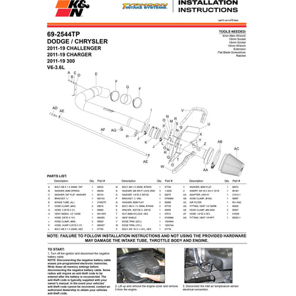 K&N Typhoon Performance Intake | Chrysler 300 (11-12) / Dodge Challenger/Charger (11-12) (69-2544TP)