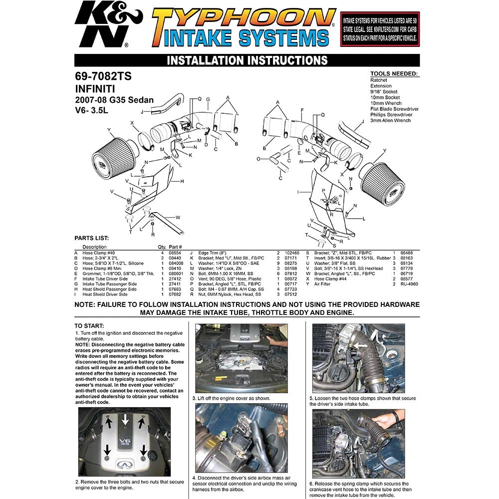 K&N Engineering G35 Dual Silver Typhoon Short Ram Intakes (07-08)