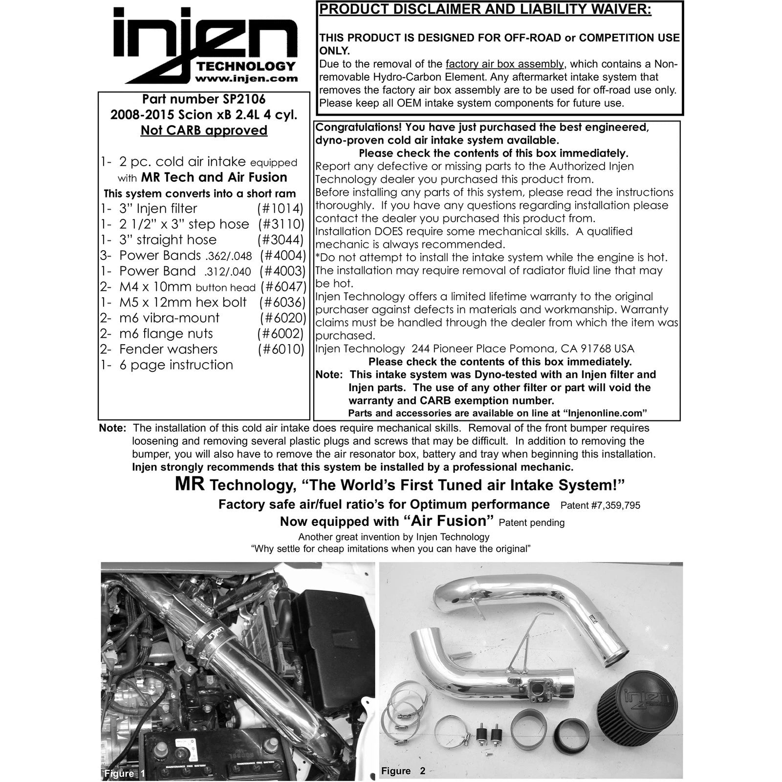 Injen Cold Air Intake | Scion xB (08-15) (SP2106BLK)