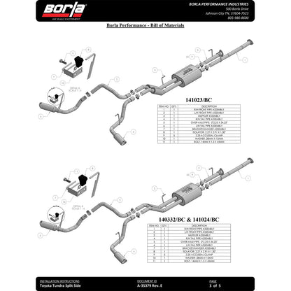 Borla 141022BC ATAK Stainless Cat Back Exhaust System for 2007-08 Tundra 5.7L V8