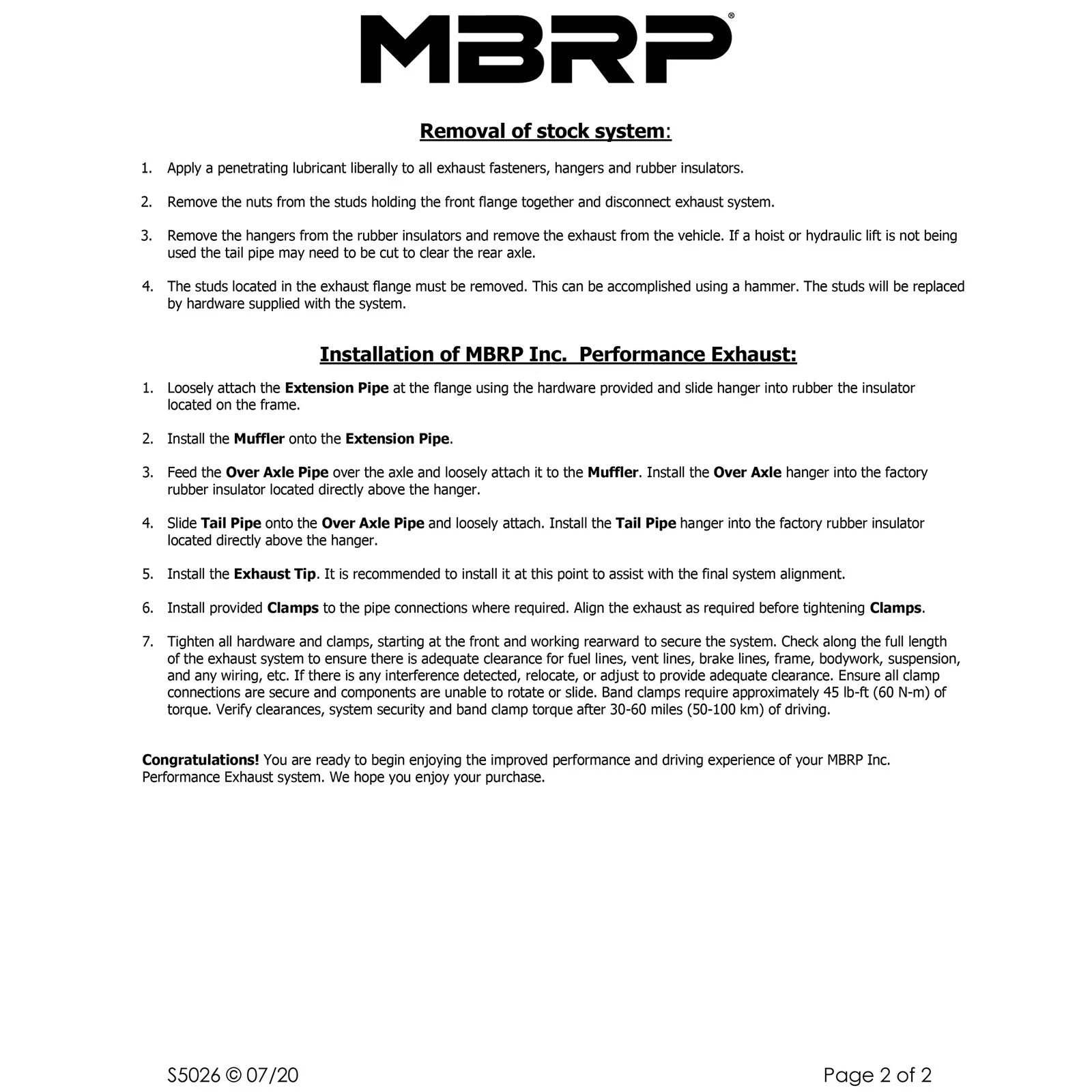 MBRP 3in. Cat-Back Single Side Exit Exhaust | Chevrolet/GMC Tahoe/Yukon 5.3L (00-06) (S5026409)