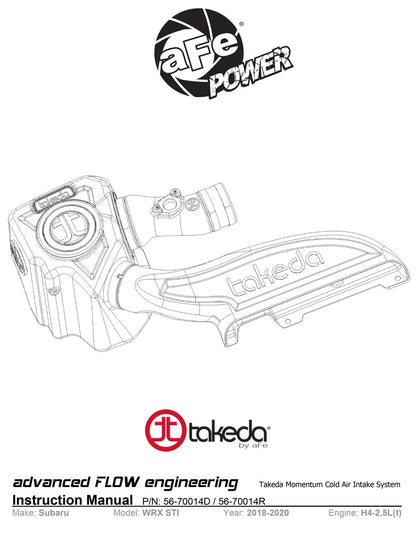aFe Takeda Momentum Pro 5R Cold Air Intake | Subaru WRX STI H4-2.5L (18-19) (56-70014R)