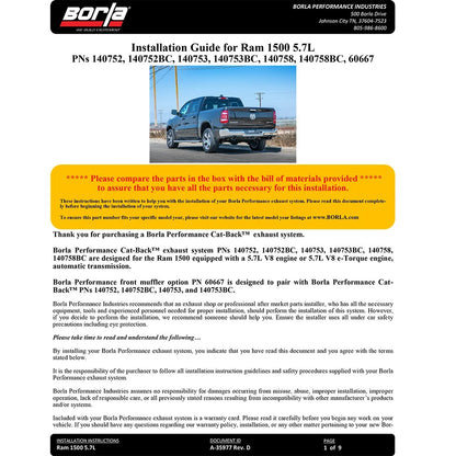 Borla Cat-Back Exhaust System - Touring | Multiple Fitments (140758)