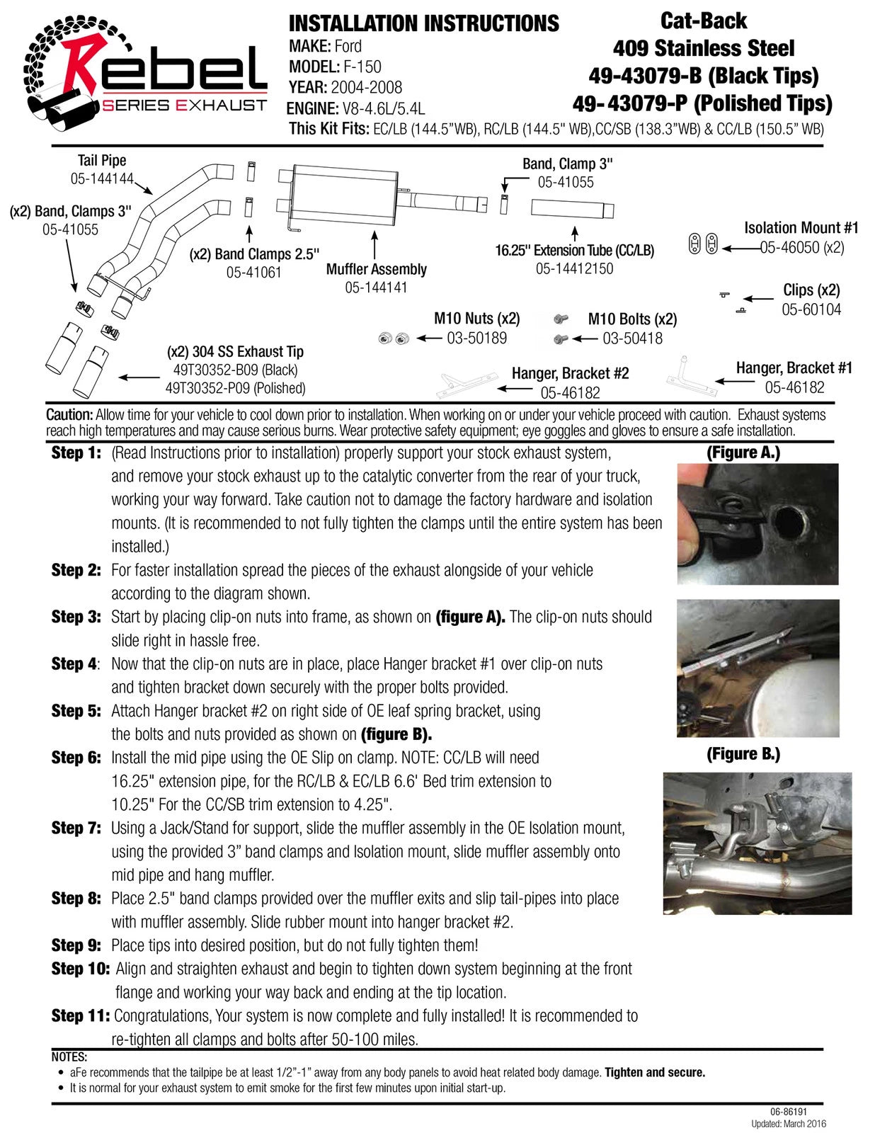 aFe 3in to 2.5in SS Cat-Back Exhaust w/ Black Tip | Ford F150 (04-08) V8 4.6/5.4L (49-43079-B)