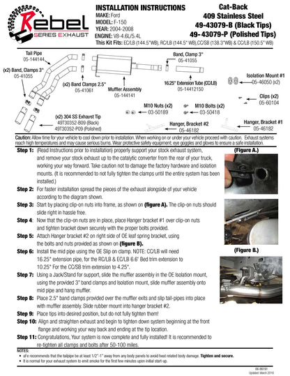 aFe 3in to 2.5in SS Cat-Back Exhaust w/ Black Tip | Ford F150 (04-08) V8 4.6/5.4L (49-43079-B)