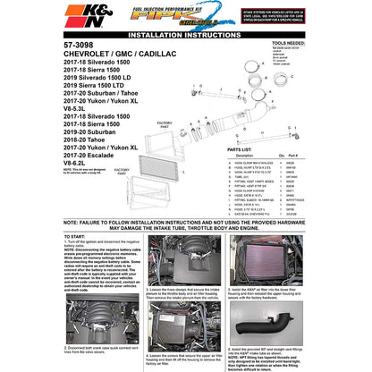 K&N 17-19 Chevrolet Silverado V8-5.3L Performance Intake Kit | Chevrolet Silverado (17-19) (57-3098)