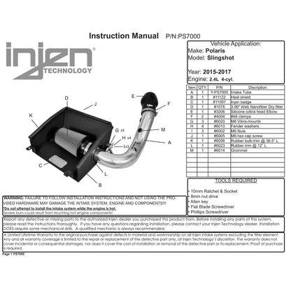 Injen Short Ram Intake | Polaris Slingshot 2.4L (15-17) | Wrinkle Red (PS7000WR)