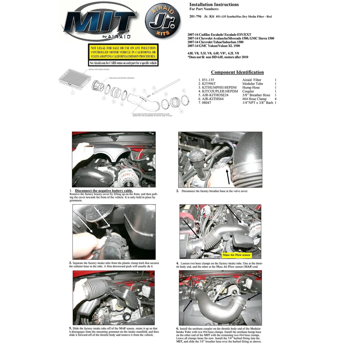 Airaid Jr Intake Kit | Chevrolet Avalanche/Sierra/Silverado 4.3/4.8/5.3/6.0L (07-13) (201-796)