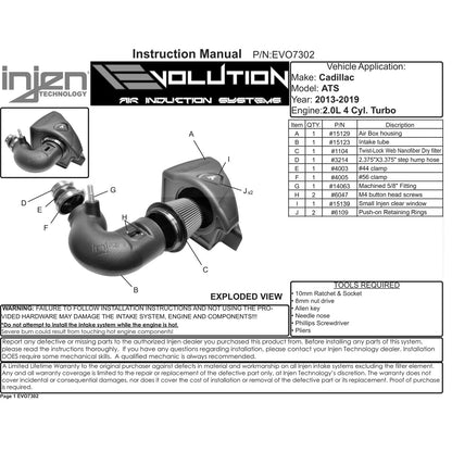 Injen Evolution Cold Air Intake | Cadillac ATS (13-19) / Nissan Versa Note (12-22) (EVO7302)