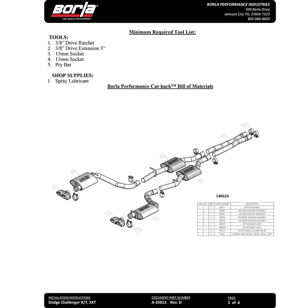 Borla Cat-Back Exhaust System - ATAK | 2015-2019 Dodge Challenger 5.7L (140628)