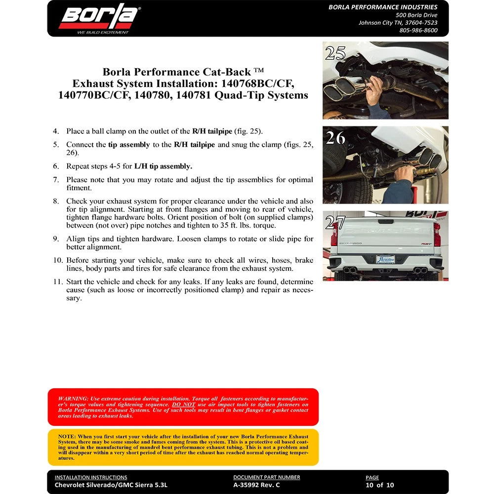 Borla Cat-Back Exhaust System - Touring | Multiple Fitments (140780)