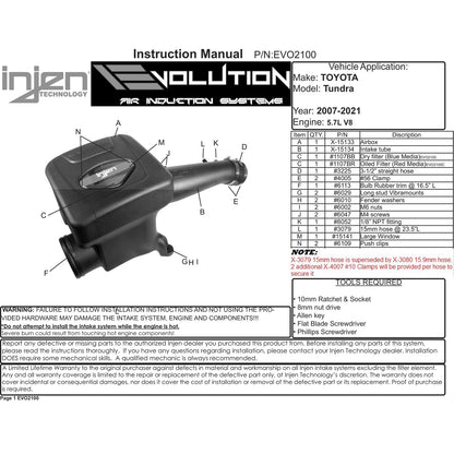 Injen Evolution Intake | Toyota Tundra 5.7L (07-20) (EVO2100C)