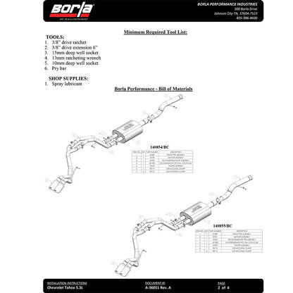 Borla 2/4WD Black Chrome S-Type Cat-Back Exhaust | Chevrolet Tahoe 5.3L V8 (21-22) (140854BC)