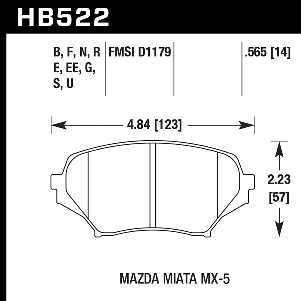 Hawk Performance HPS Front Brake Pads | 2006-2014 Mazda MX-5 Miata (HB522F.565)