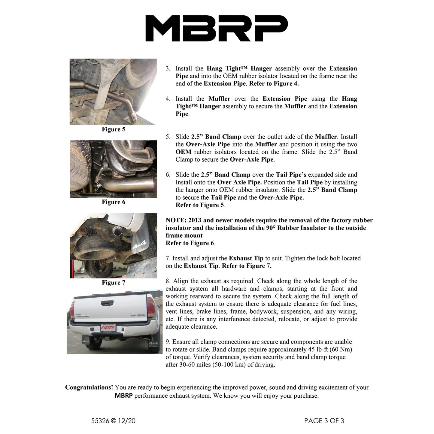 MBRP 2.5in. T409 Cat-Back Single Side Exit Exhaust | Toyota Tacoma 4.0L EC/CC (05-13) (S5326409)