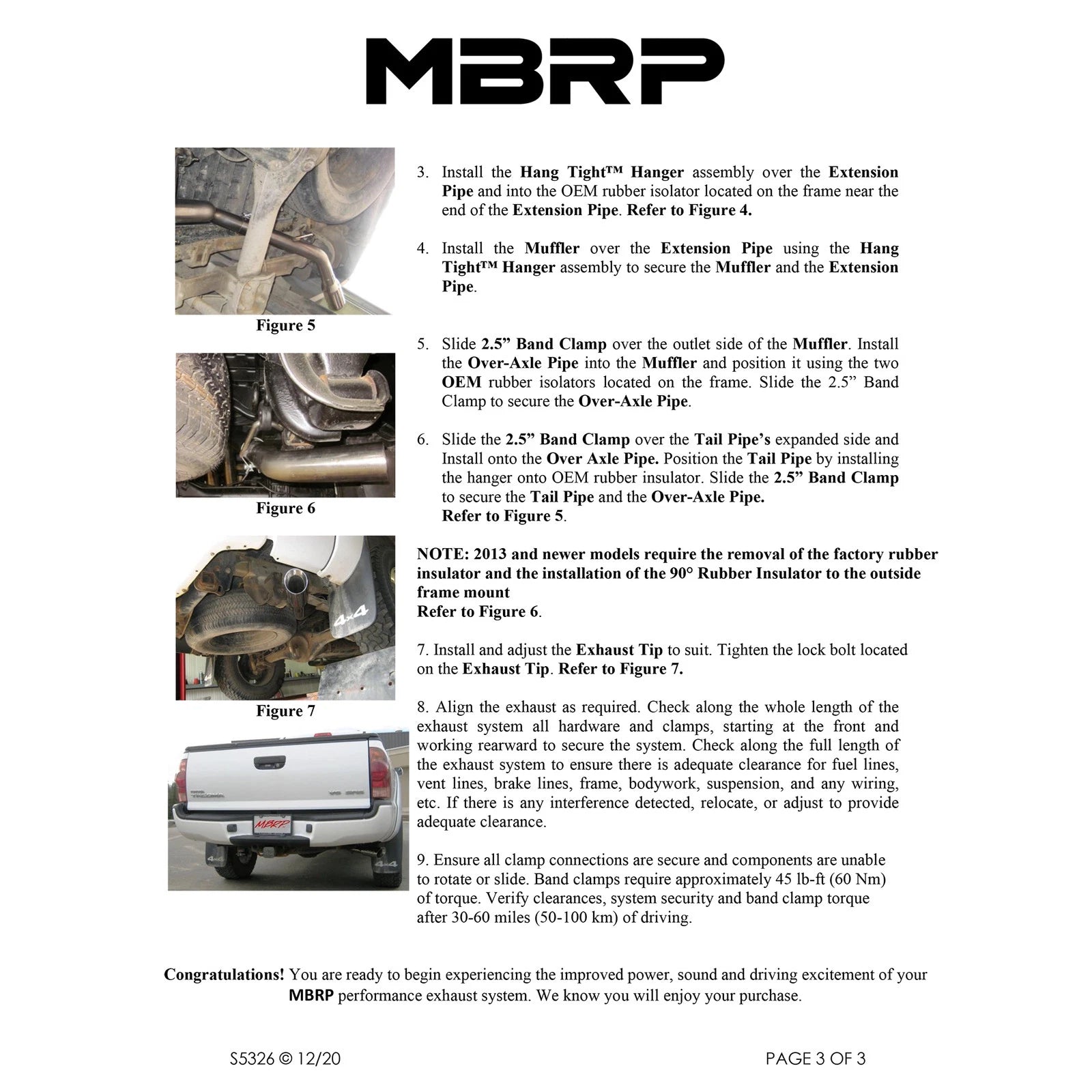 MBRP 2.5in. T409 Cat-Back Single Side Exit Exhaust | Toyota Tacoma 4.0L EC/CC (05-13) (S5326409)