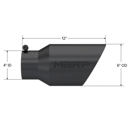 MBRP Universal Tip 6 O.D. Dual Wall Angled 4 inlet 12 length - Black Finish