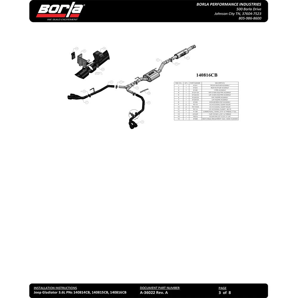 Borla Cat-Back Exhaust System - ATAK | 2020-2020 Jeep Gladiator 3.6L (140816CB)