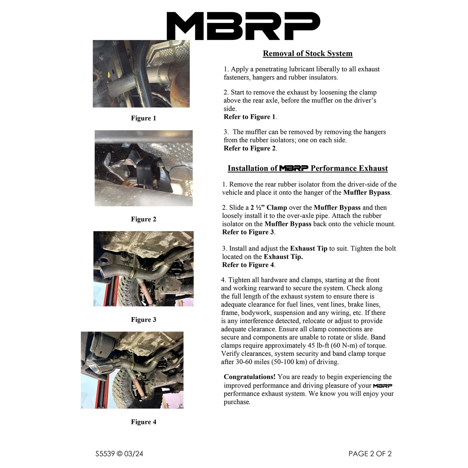 MBRP Armor Plus T409 SS Axle-Back Turn Down Jeep Wrangler 3.6L (S5539409BT)