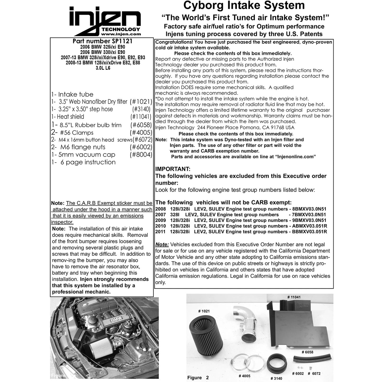 Injen Short Ram Cold Air Intake System | 2008 - 2013 BMW 128i & 2006 BMW 325i/xi(SP1121)