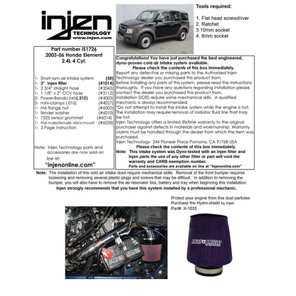 Injen Short Ram Intake | Honda Element (03-11) (IS1726P)