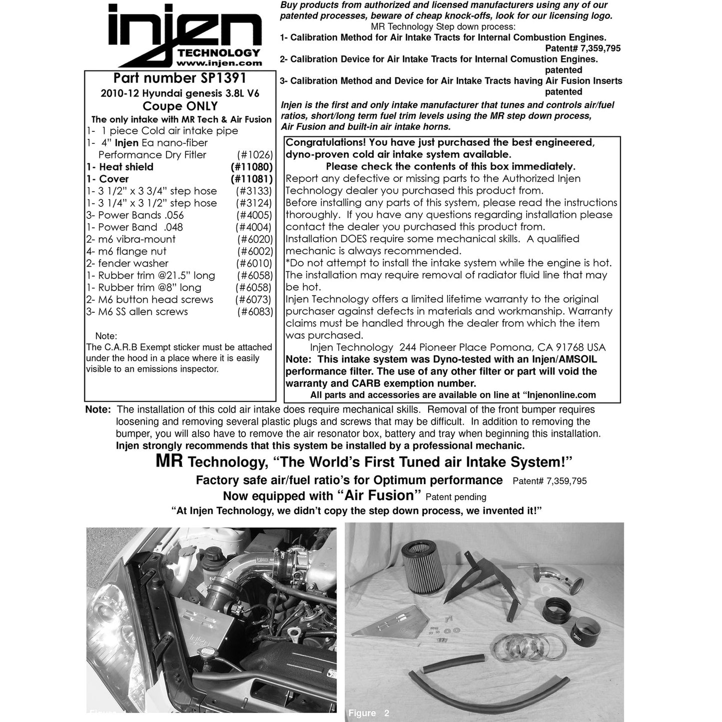 Injen 10mm Short Ram Intake | Hyundai Genesis Coupe (2008-2016) (SP1391P)