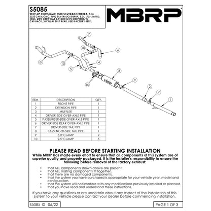 MBRP 2.5in Cat-Back Dual Rear Exit Exhaust | Chevrolet Silverado 1500 2019 4.3L/5.3L (S5085409)