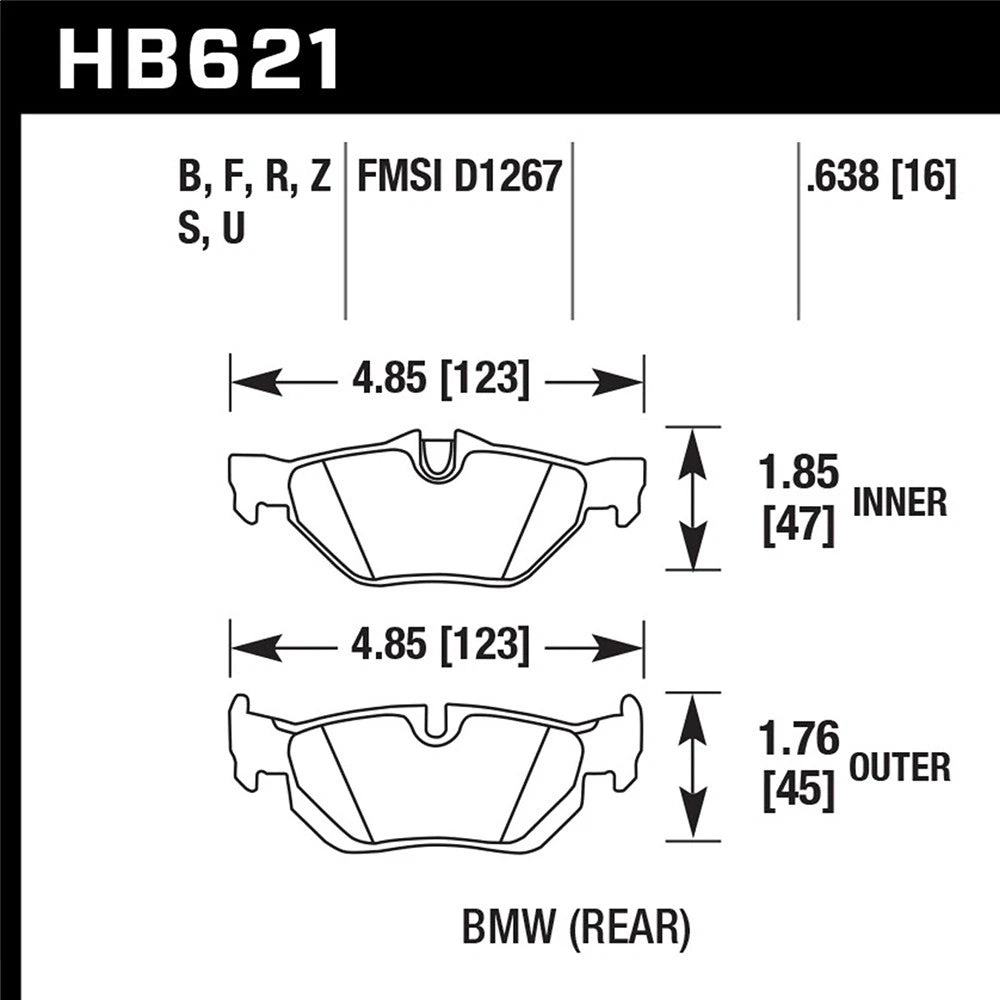 Hawk Performance HPS Rear Brake Pads | Multiple BMW Fitments (HB621F.638)