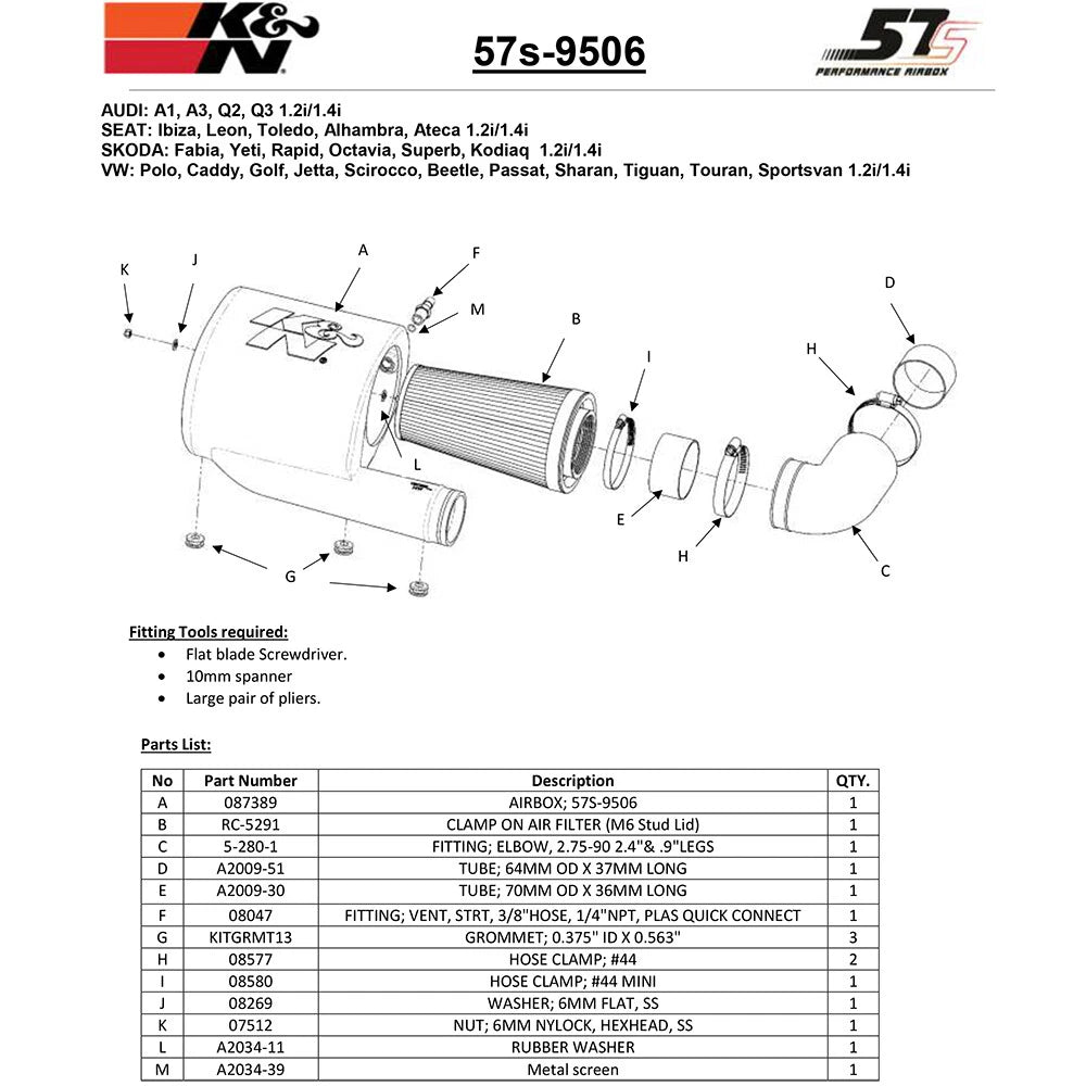 K&N Performance Intake Kit | Volkswagen Golf Sportsvan (18) (57S-9506)