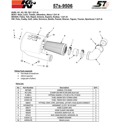 K&N Performance Intake Kit | Volkswagen Golf Sportsvan (18) (57S-9506)
